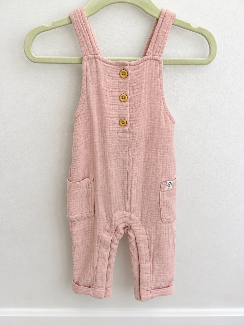 Little Planet by Carter’s Organic Cotton Gauze Overalls Romper 9M Pink